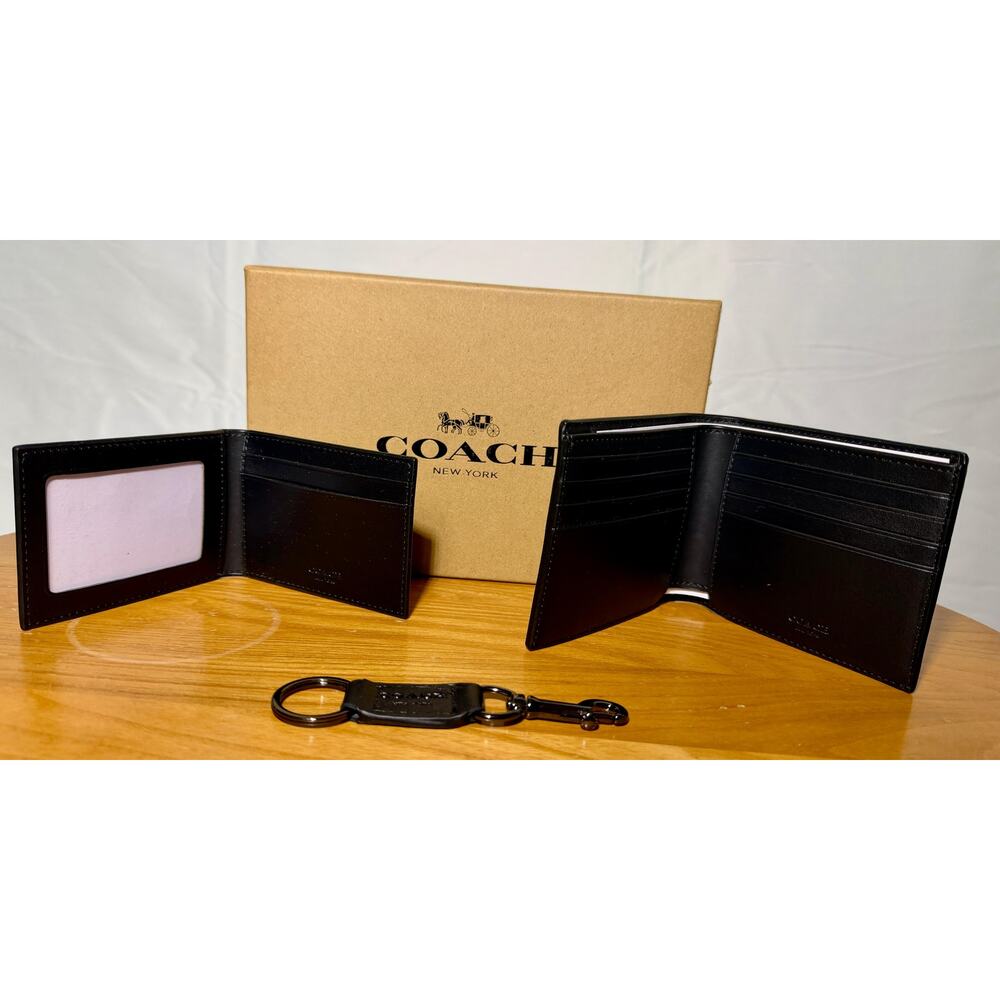 Coach Men’s 3-Piece Gift Set – Signature Black Wallet, Card Case & Keychain - Picture 2 of 4